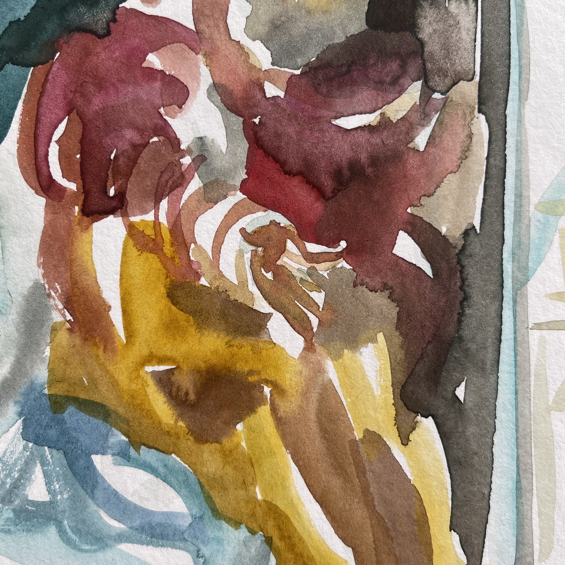 “Bathsheba at her Bath” inspired by Paolo Veronese “Bathsheba at her Bath” (1575), 29,7 x 21 cm, watercolour on paper, 2021, detail
