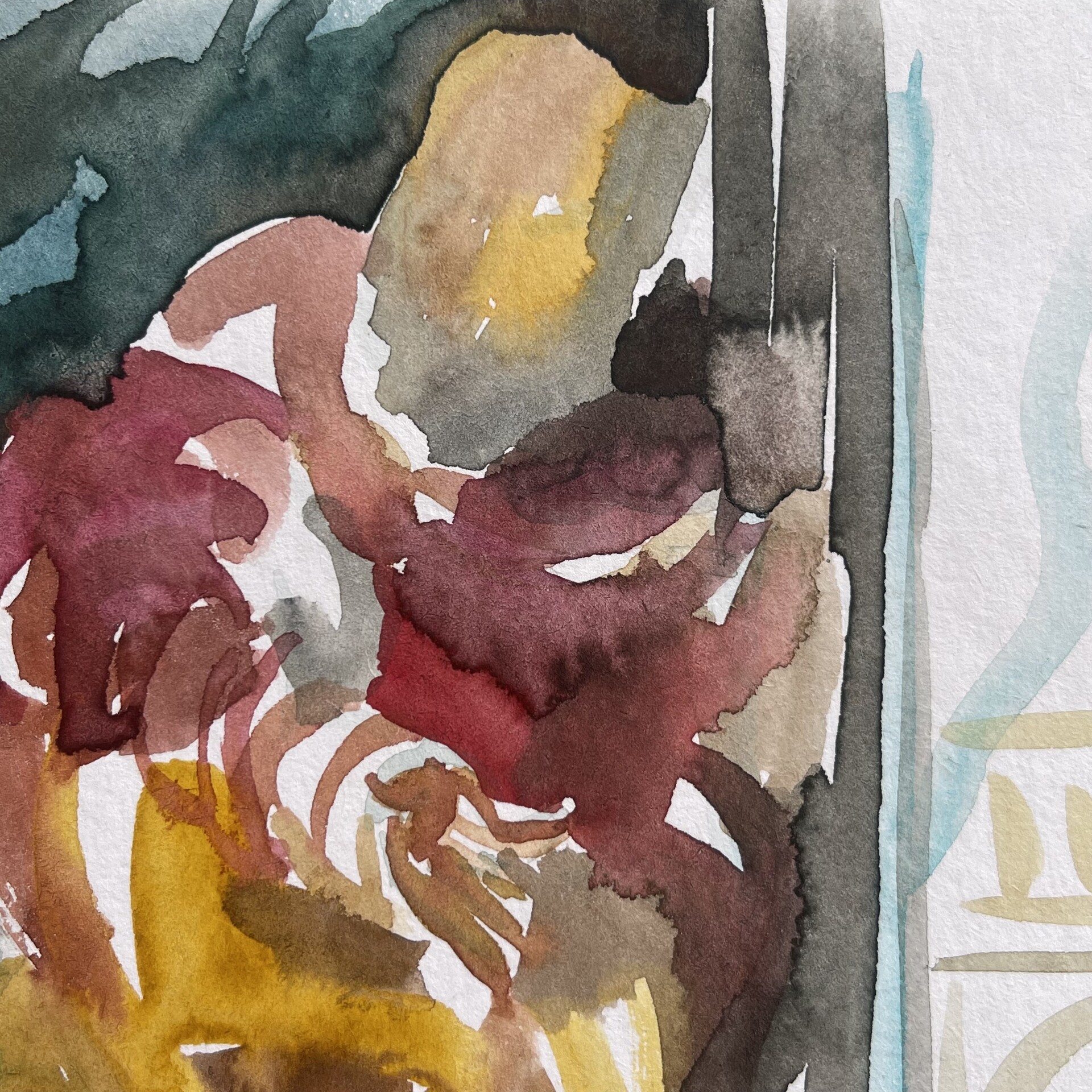 “Bathsheba at her Bath” inspired by Paolo Veronese “Bathsheba at her Bath” (1575), 29,7 x 21 cm, watercolour on paper, 2021, detail