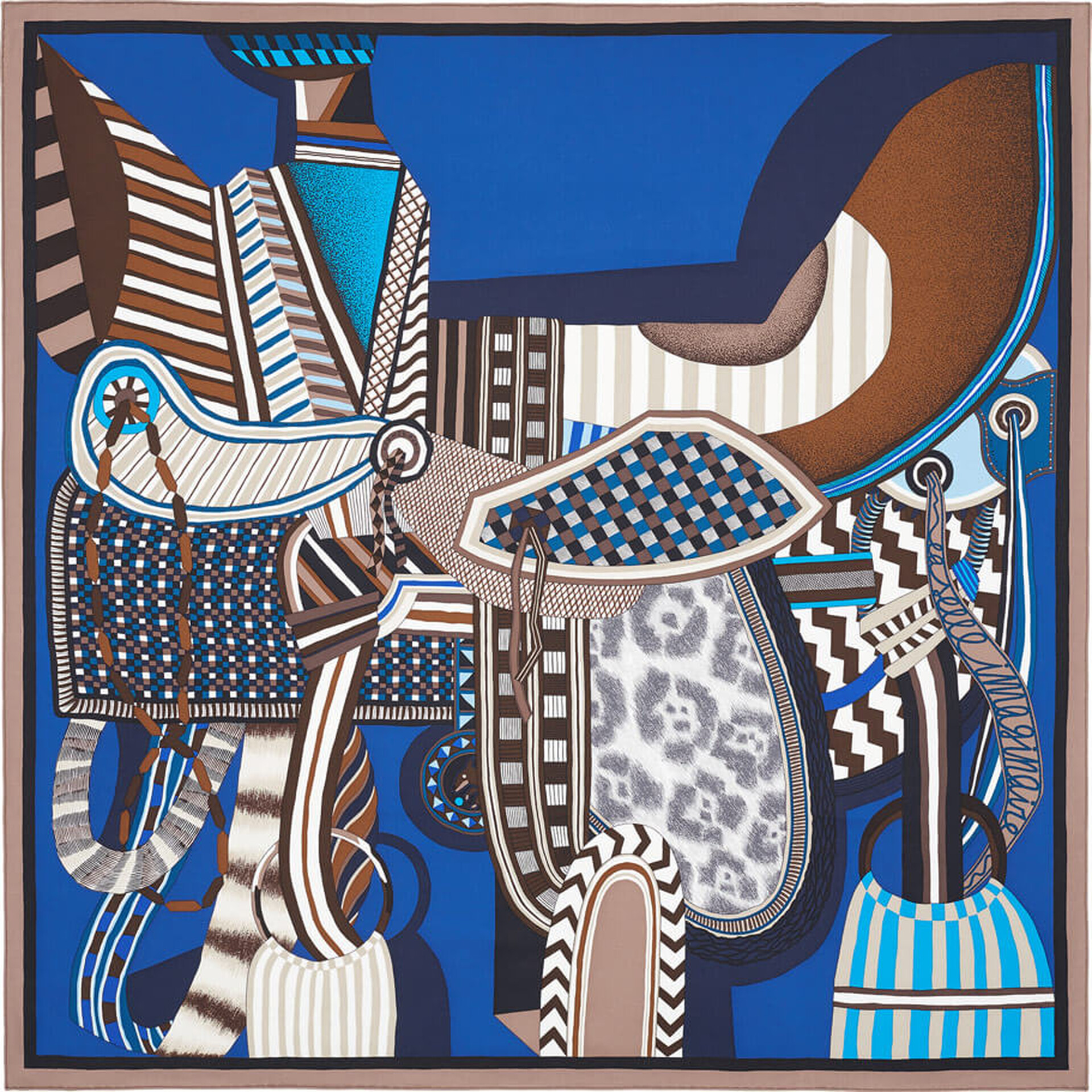 “La Selle Imaginaire”, silk scarf, 90 x 90 cm