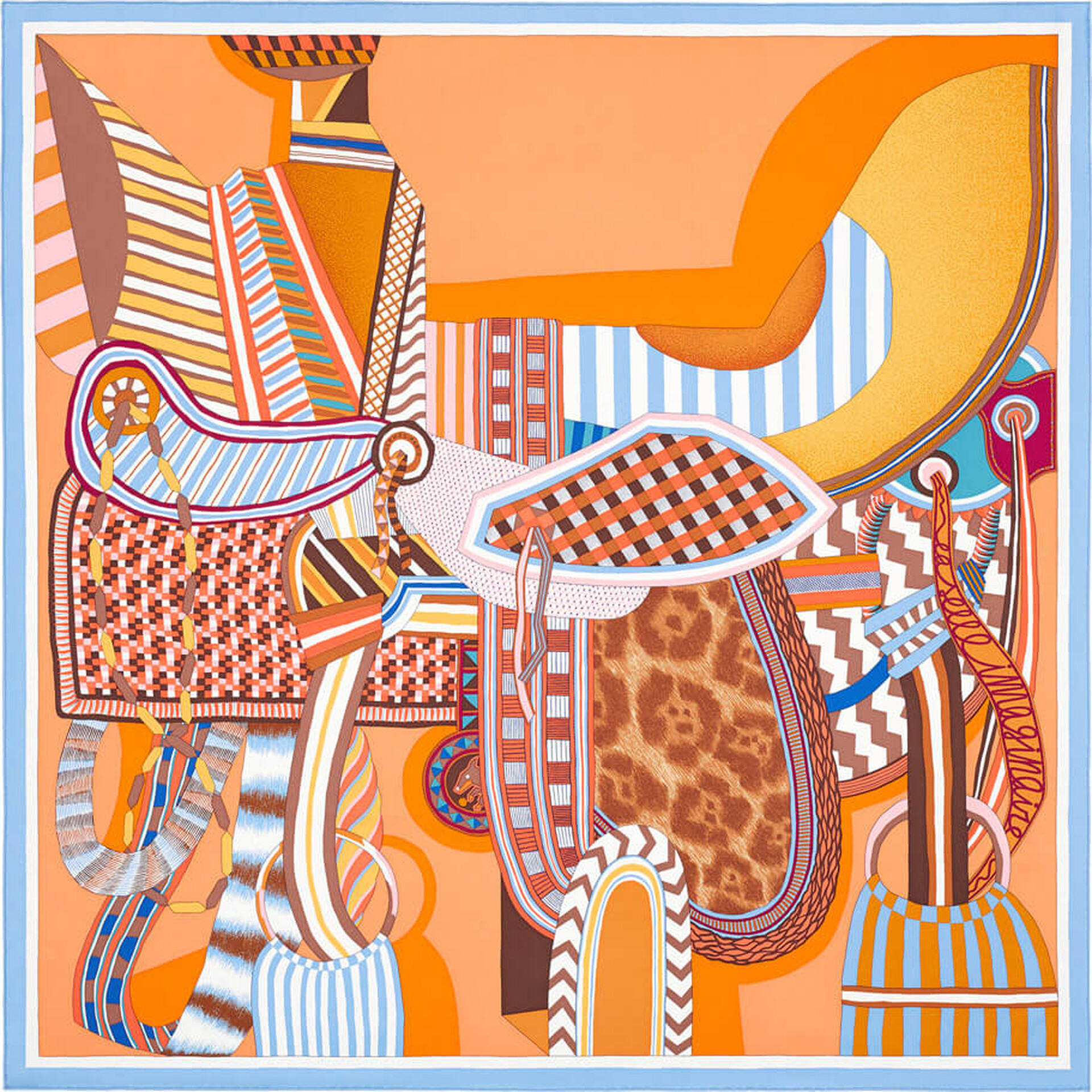 “La Selle Imaginaire”, silk scarf, 90 x 90 cm