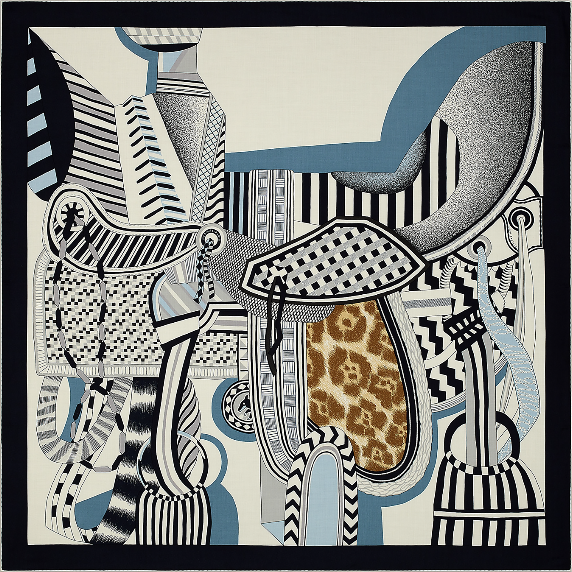 “La Selle Imaginaire”, silk scarf, 90 x 90 cm