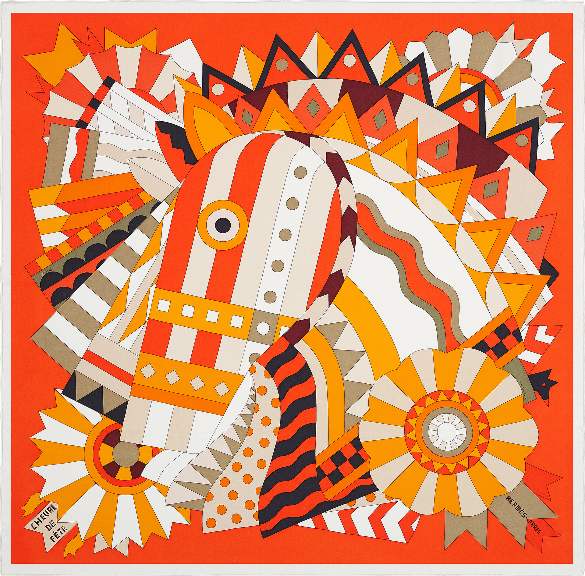 “Cheval de fête” Hermès women’s scarf, 90 x 90 cm, silk