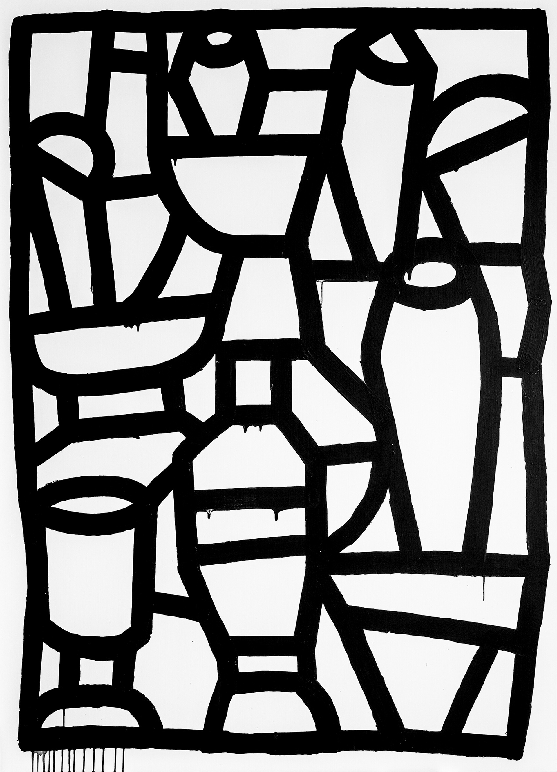 Amphoras”, series of black and white paintings, 180 x 130 cm, acrylic paint on canvas, 2020