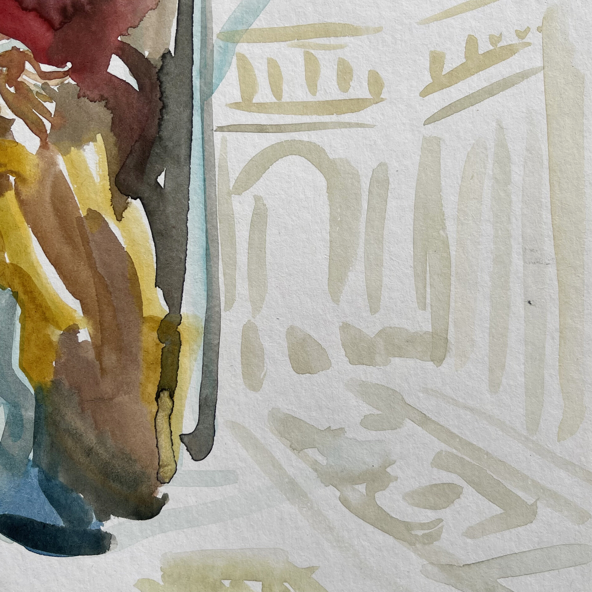 “Bathsheba at her Bath” inspired by Paolo Veronese “Bathsheba at her Bath” (1575), 29,7 x 21 cm, watercolour on paper, 2021, detail