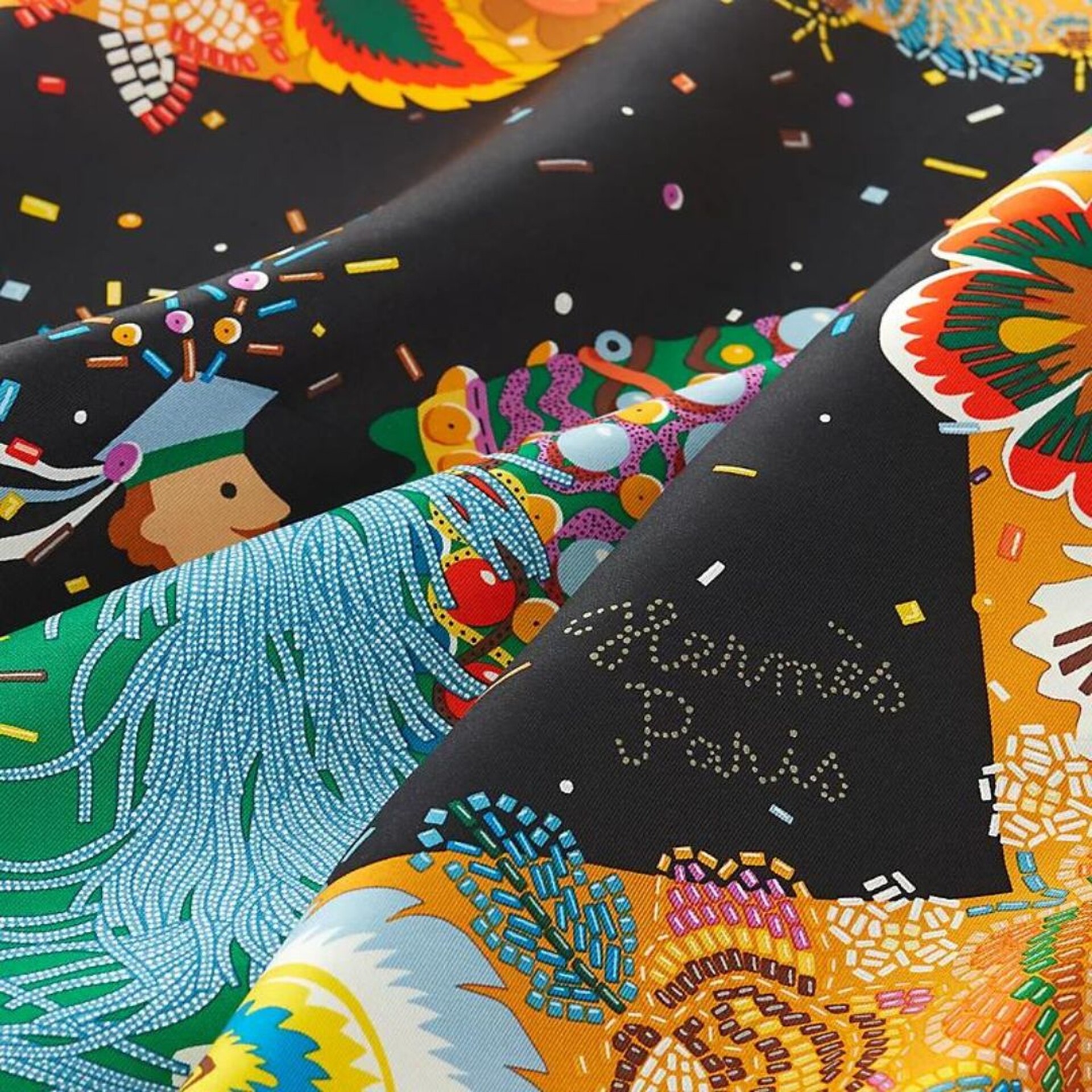 "Costume de Fête", silk scarf, 90 x 90 cm